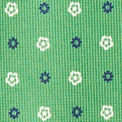 Green 5 Fold Sartorial Silk Tie - Small Flower Pattern