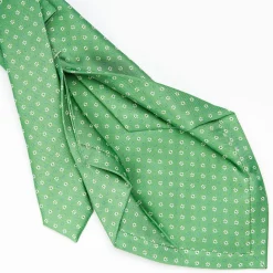Green 5 Fold Sartorial Silk Tie - Small Flower Pattern