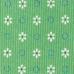 Green 5 Fold Sartorial Silk Tie - Small Flower Pattern