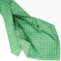 Green 7 Fold Sartorial Silk Tie - Small Flower Pattern