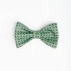 Green Pre-Knotted Silk Bowtie - Small Flower Pattern