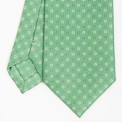Green Sartorial Classic Silk Tie - Small Flower Pattern