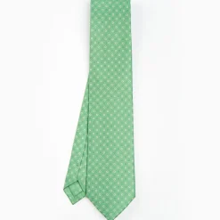 Green Sartorial Classic Silk Tie - Small Flower Pattern
