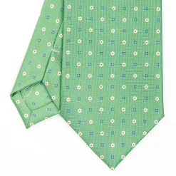 Green Sartorial Classic Silk Tie - Small Flower Designs
