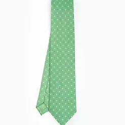 Green Sartorial Classic Silk Tie - Small Flower Designs