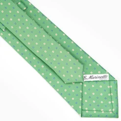 Green Sartorial Classic Silk Tie - Small Flower Designs