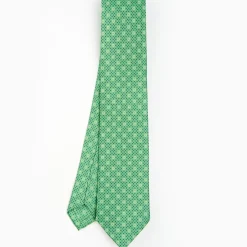 Green Sartorial Classic Silk Tie - Small Flower Pattern
