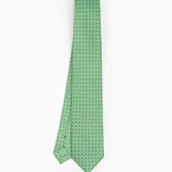 Green Sartorial 7 Cm Silk Tie - Small Flower Pattern