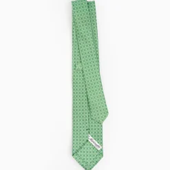 Green Sartorial 7 Cm Silk Tie - Small Flower Pattern