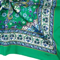 Green Silk Scarf 90 - Mediterranean Vibes