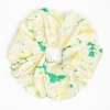 Green Silk Scrunchie - Floral Pattern