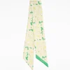 Green Silk Twilly Floral Pattern