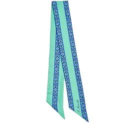 Green Silk Twilly Floral Pattern