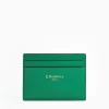 Green Small Credit Card Holder In Soft Leather