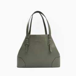 Green Textured Leather Tote Bag