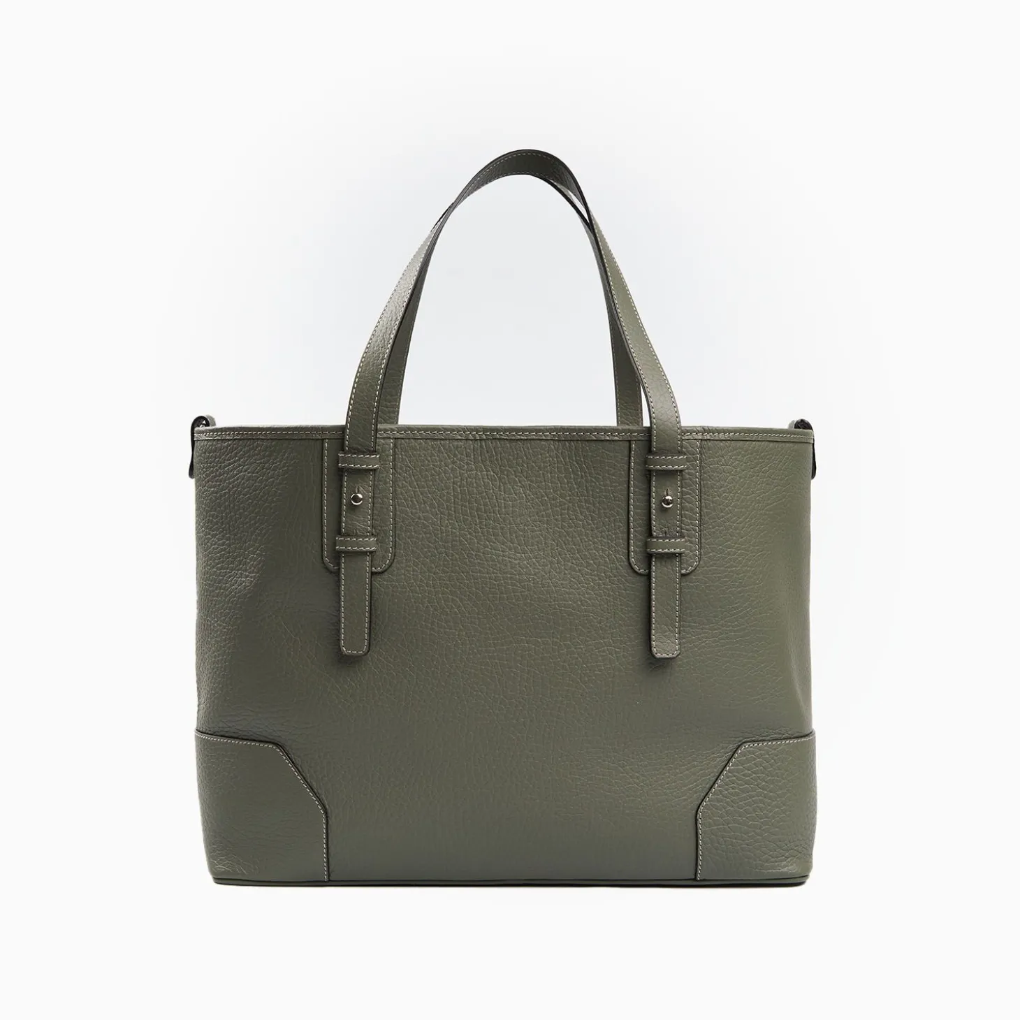 Green Textured Leather Tote Bag