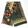 Green Wool And Silk Scarf With Geometric Design