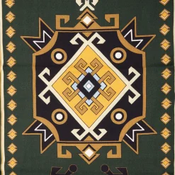 Green Wool And Silk Scarf With Geometric Design