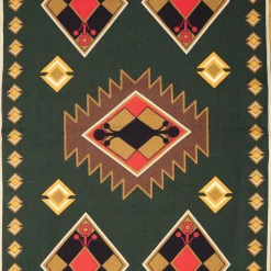 Green Wool And Silk Scarf With Geometric Design