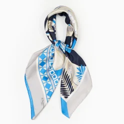 Grey And Bluette Silk Scarf 90 - Pulcinella In Naples