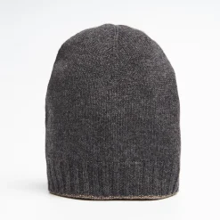 Grey And Light Brown Bicolor Cashmere Beanie