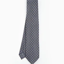 Grey 9 Fold Sartorial Silk Tie Small Flower Pattern