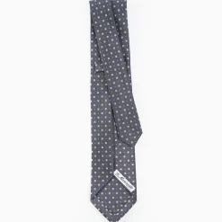 Grey 9 Fold Sartorial Silk Tie Small Flower Pattern