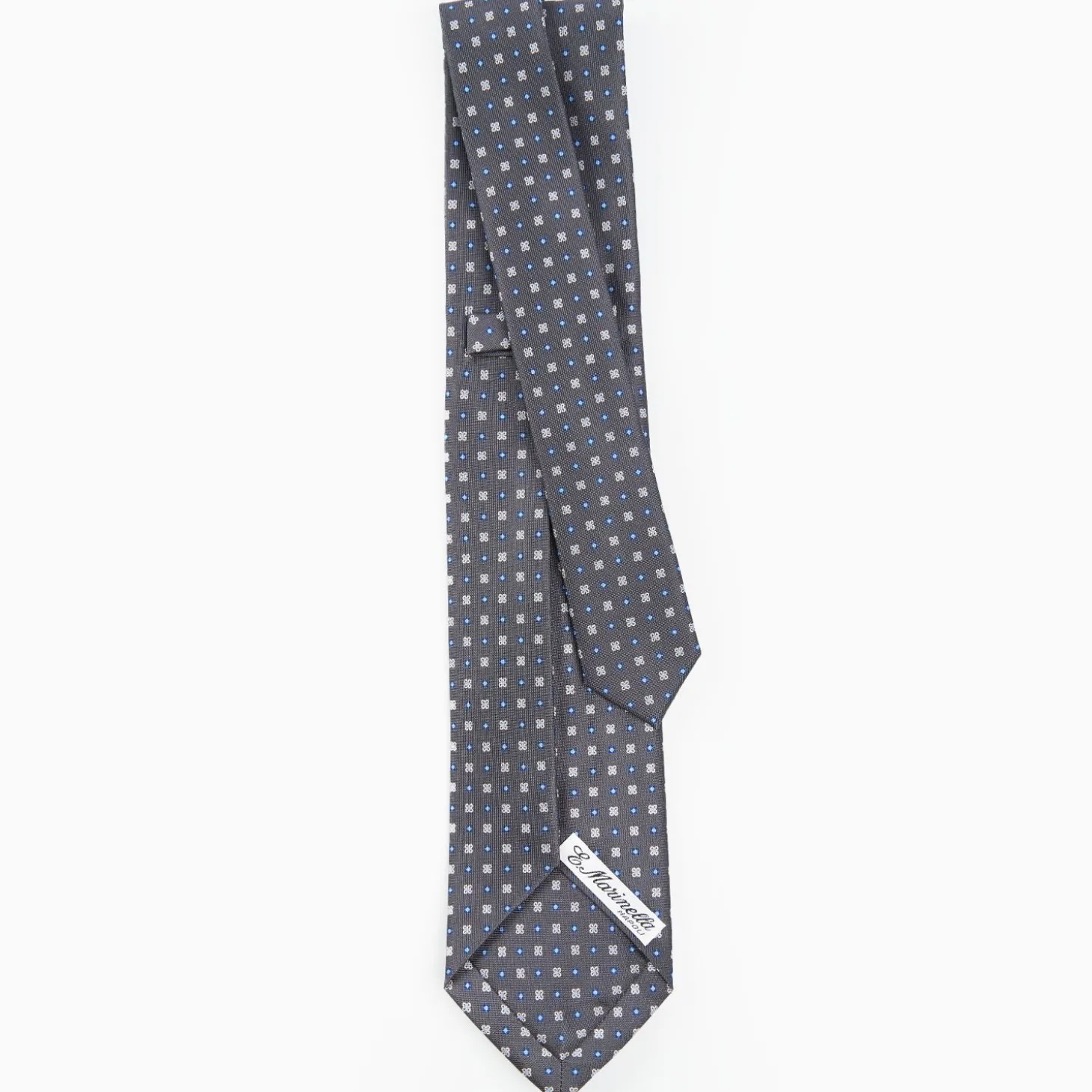 Grey 9 Fold Sartorial Silk Tie Small Flower Pattern