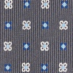Grey 9 Fold Sartorial Silk Tie Small Flower Pattern