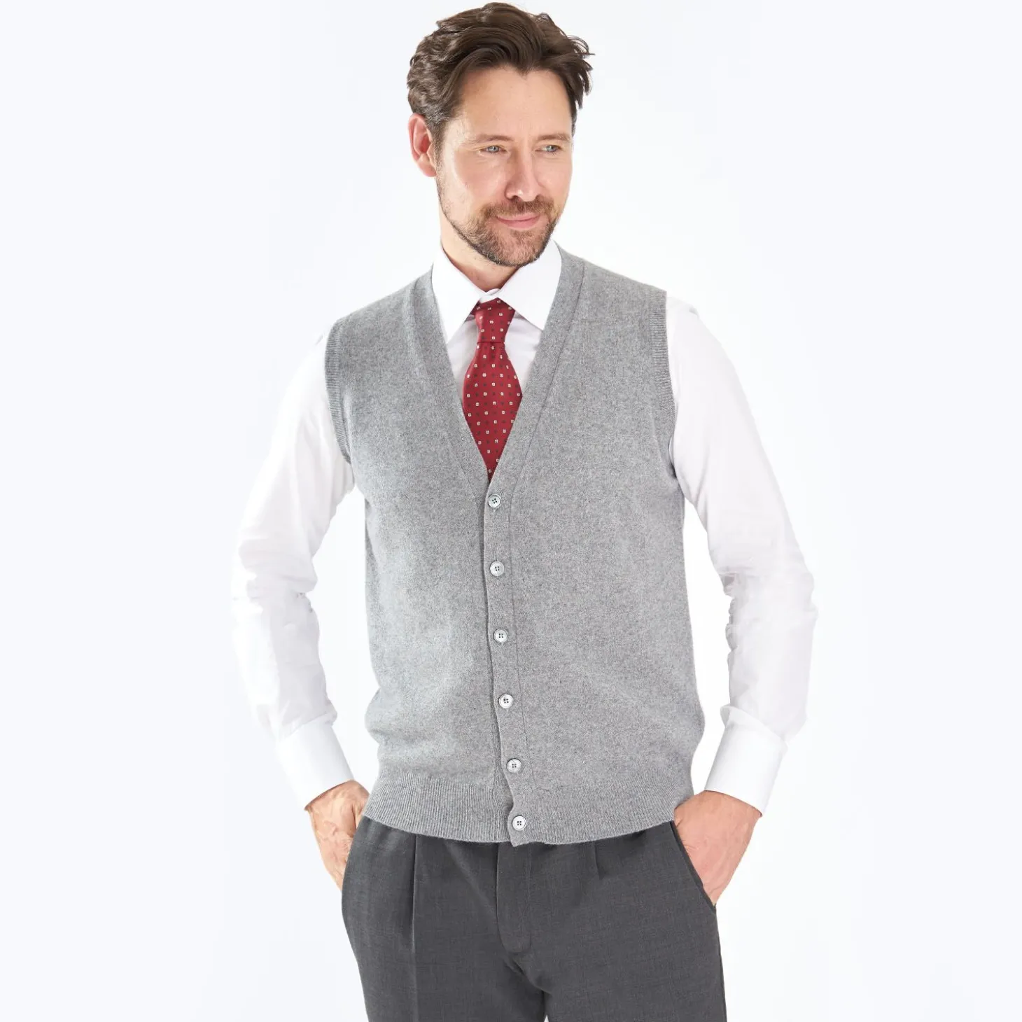 Grey Wool And Cashmere Gilet