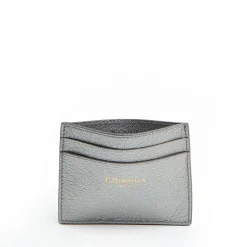 Lead Grey Small Credit Card Holder In Soft Leather