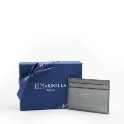 Lead Grey Small Credit Card Holder In Soft Leather