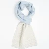 Light Blue And Beige Two-Tone Cashmere Neck Warmer Geometric Pattern