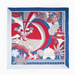 Light Blue And Blue Silk Scarf 90 - Pulcinella In Naples