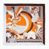 Light Blue And Dark Brown Silk Scarf 90 - Pulcinella In Naples