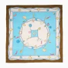 Light Blue And Dark Brown Silk Scarf 90 - Luchy Charms