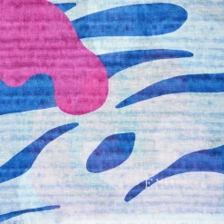 Light Blue And Fuchsia Cotton And Linen Stole