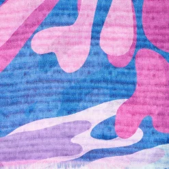 Light Blue And Fuchsia Cotton And Linen Stole