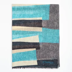 Light Blue And Grey Wool Stole