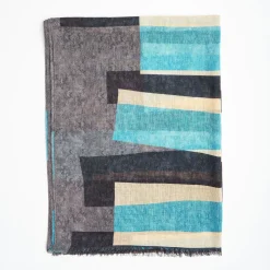 Light Blue And Grey Wool Stole