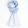 Light Blue And White Two-Tone Cashmere Neck Warmer - Geometric Pattern
