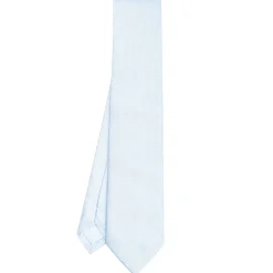 Light Blue Ceremonial Jacquard Silk Tie Small Geometric Pattern