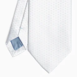 Light Blue Cerimonial Silk Satin Tie Small Polka Dot Pattern
