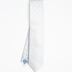 Light Blue Cerimonial Silk Satin Tie Polka Dot Pattern
