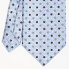 Light Blue Extra Long Sartorial Silk Tie - Small Flower Pattern
