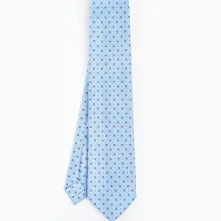Light Blue 9 Fold Sartorial Silk Tie Small Flower Pattern