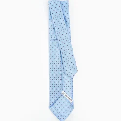 Light Blue 9 Fold Sartorial Silk Tie Small Flower Pattern