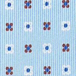 Light Blue 9 Fold Sartorial Silk Tie Small Flower Pattern