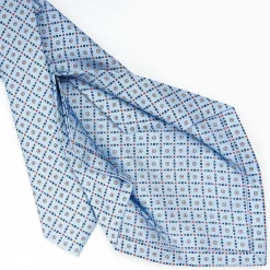 Light Blue 5 Fold Sartorial Silk Tie - Small Flower Pattern