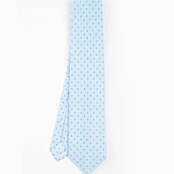 Light Blue 7 Fold Sartorial Silk Tie - Small Flower Pattern